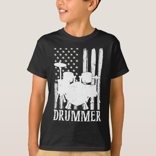 Funny Drummer Art kinder T-shirt (Voorkant)