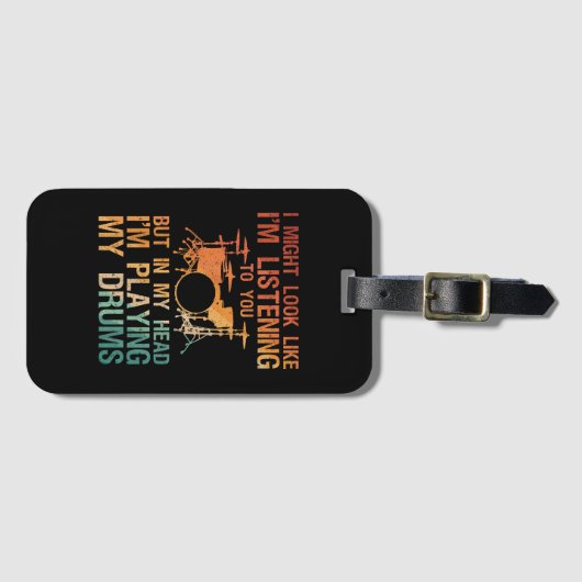 Funny Drummer Art voor mannen Drum Player Percus Bagagelabel (Voorkant (horizontaal))