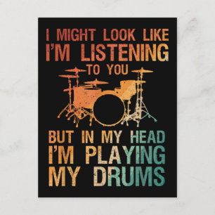 Funny Drummer Art voor mannen Drum Player Percus Informatiekaartje