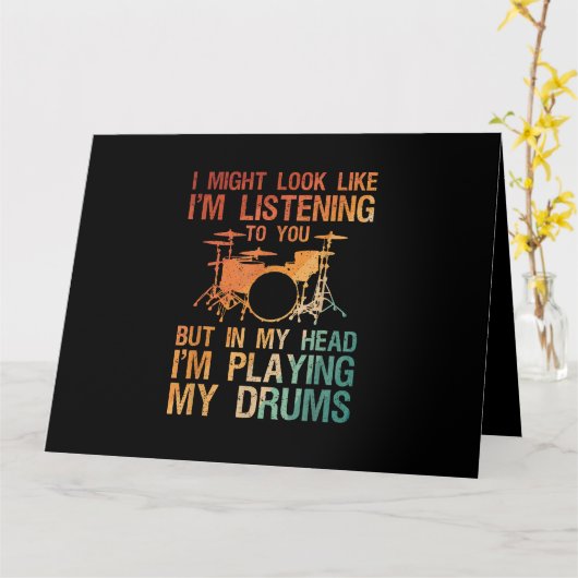 Funny Drummer Art voor mannen Drum Player Percus Kaart (Gele Bloem)