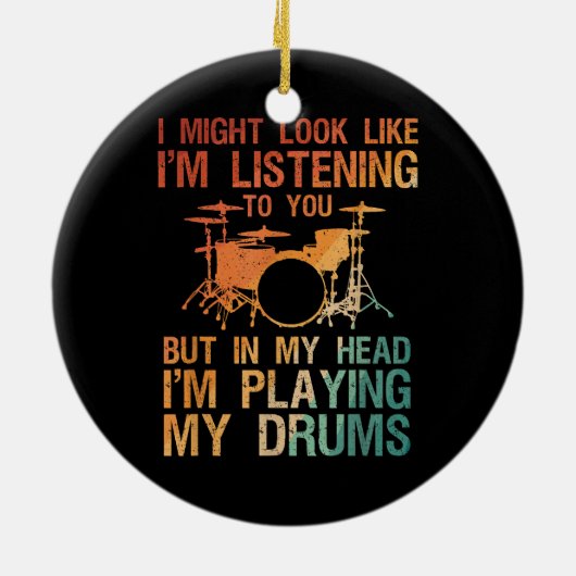 Funny Drummer Art voor mannen Drum Player Percus Keramisch Ornament (Achterkant)