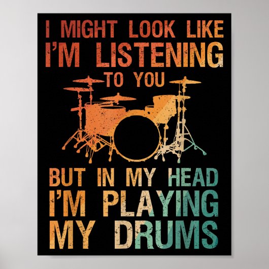 Funny Drummer Art voor mannen Drum Player Percus Poster (Voorkant)