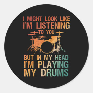 Funny Drummer Art voor mannen Drum Player Percus Ronde Sticker