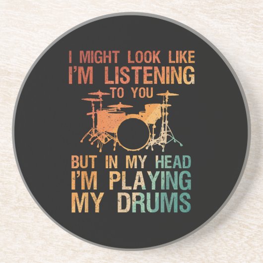 Funny Drummer Art voor mannen Drum Player Percus Zandsteen Onderzetter (Voorkant)