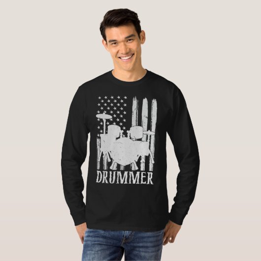 Funny Drummer Art voor mannen drumming drumming T-shirt (Voorkant volledig)