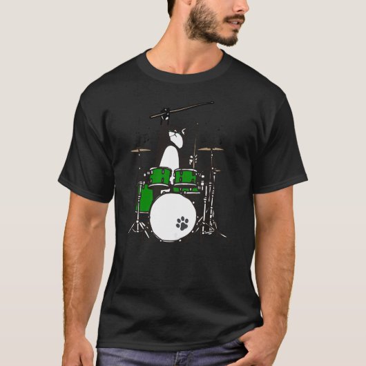 Funny Drummer Cat Playing Drums Musician Cat Shirt (Voorkant)