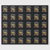 Funny Drummer Cat Pun Dark BG Gesponnen Cadeaupapier (Vlak)