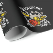 Funny Drummer Cat Pun Dark BG Gesponnen Cadeaupapier (Rol Hoek)