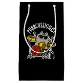 Funny Drummer Cat Pun Dark BG Gesponnen Klein Cadeauzakje (Voorkant)