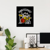 Funny Drummer Cat Pun Dark BG Gesponnen Poster (Thuiskantoor)