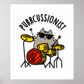Funny Drummer Cat Pun, Gesponnen Poster (Voorkant)