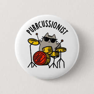 Funny Drummer Cat Pun, Gesponnen Ronde Button 5,7 Cm