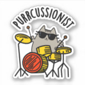 Funny Drummer Cat Pun, Gesponnen Sticker (Voorkant)
