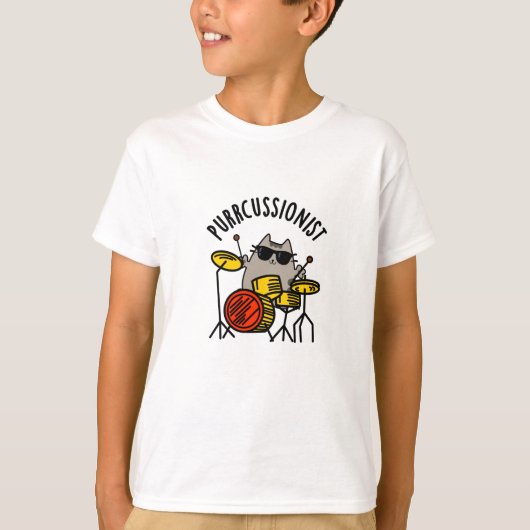 Funny Drummer Cat Pun, Gesponnen T-shirt (Voorkant)