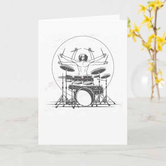 Funny Drummer Drums Gift Kaart (Gele Bloem)