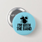 Funny Drummer, ik ben bij de Band Drums Ronde Button 5,7 Cm (Voorkant /achterkant)