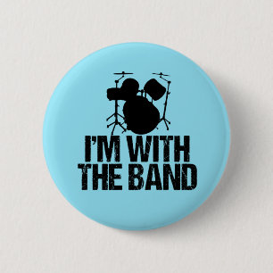 Funny Drummer, ik ben bij de Band Drums Ronde Button 5,7 Cm