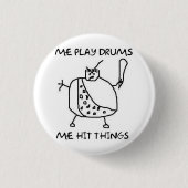 Funny Drummer Ik speel Drums Pins Buttonnen Ronde Button 3,2 Cm (Voorkant)