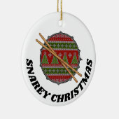 Funny Drummer Kerstrock & Roll Musician Drum Keramisch Ornament (Rechts)