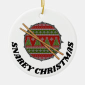Funny Drummer Kerstrock & Roll Musician Drum Keramisch Ornament (Voorkant)