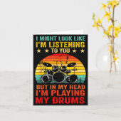 Funny Drummer Men Women Drumline Drumming Musical  Kaart (Gele Bloem)