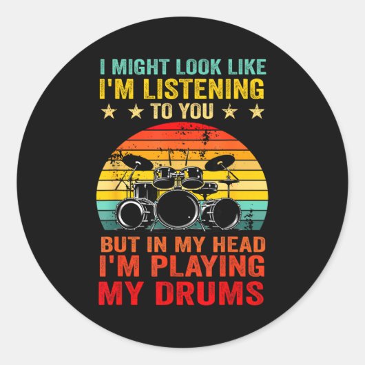 Funny Drummer Men Women Drumline Drumming Musical  Ronde Sticker (Voorkant)