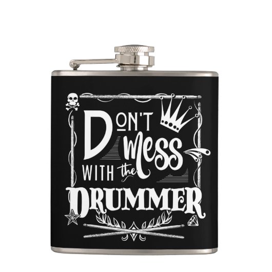 Funny Drummer Percussion Drum Drumsticks Drumming  Heupfles (Voorkant)