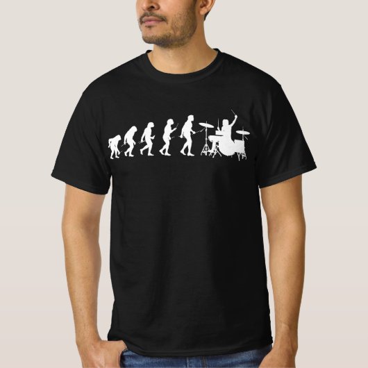 Funny Drummer Retro  evolutie van Man T-shirt (Voorkant)