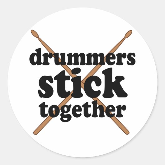 Funny Drummer Ronde Sticker (Voorkant)