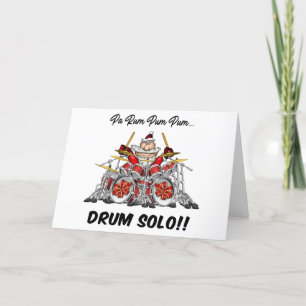 Funny Drummer Santa Kerstrock & Roll Drum Feestdagen Kaart