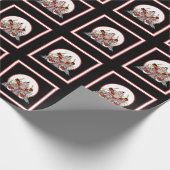 Funny Drummer Santa Rock en Roll-kerstmuzikant Cadeaupapier (Hoek)