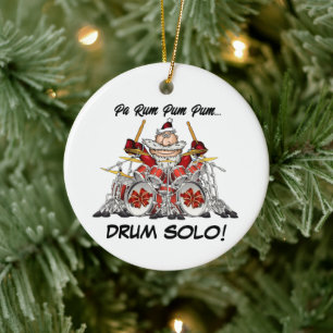 Funny Drummer Santa Rock en Roll-kerstmuzikant Keramisch Ornament