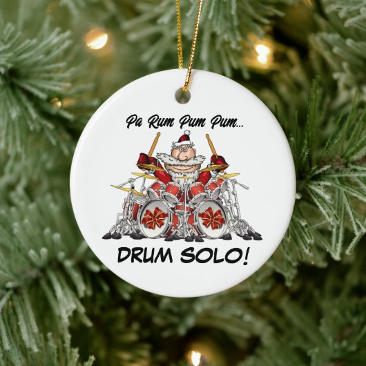 Funny Drummer Santa Rock en Roll-kerstmuzikant Keramisch Ornament (Boom)