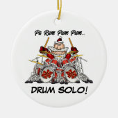 Funny Drummer Santa Rock en Roll-kerstmuzikant Keramisch Ornament (Voorkant)