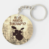 Funny Drummer Therapy Drum Kit Percussion Drumming Sleutelhanger (Achterkant)