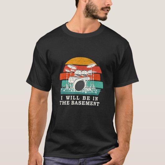 Funny drummer voor mannen Retro drumset T-shirt (Voorkant)