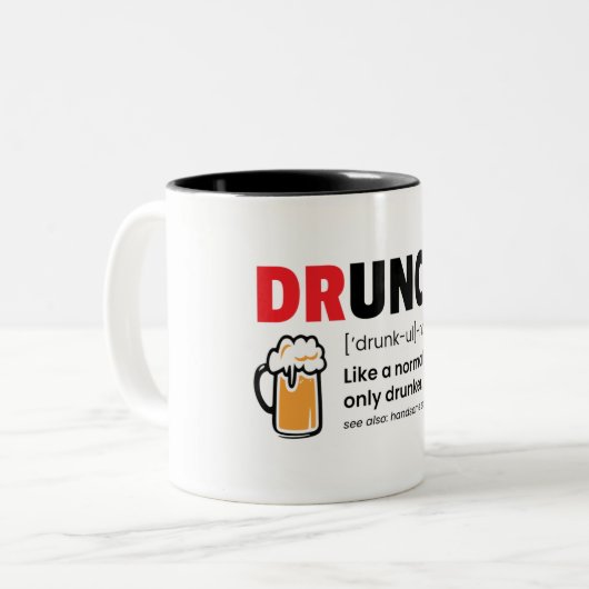 Funny Druncle/oom Definition Tweekleurige Koffiemok (Voorkant links)