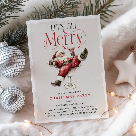 Funny Drunk Santa 'Let's Get Merry Christmas Party Kaart