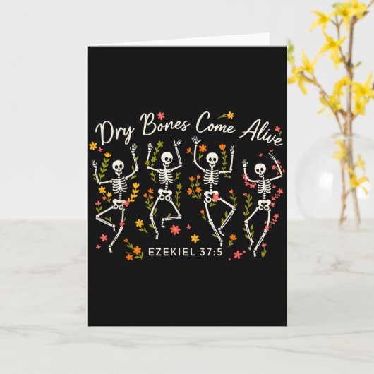 Funny Dry Bones Come Alive Ezekiel 37_5 Skeleton C Kaart (Gele Bloem)