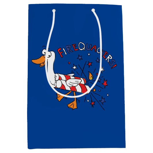 Funny Duck 4 juli Kinder Cute Medium Cadeauzakje (Voorkant)