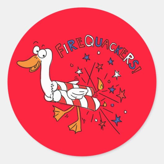 Funny Duck 4 juli Kinder Cute Ronde Sticker (Voorkant)