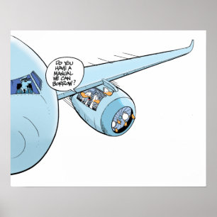 Funny Duck Aviation Cartoon Poster