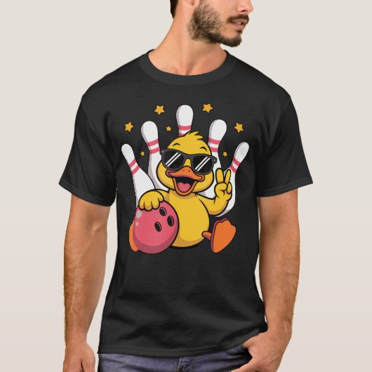 Funny Duck Bird Bowling Bal Cute Grafische Dier B T-shirt (Voorkant)