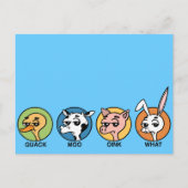 FUNNY DUCK COW PIG EN RABBIT BRIEFKAART (Voorkant)
