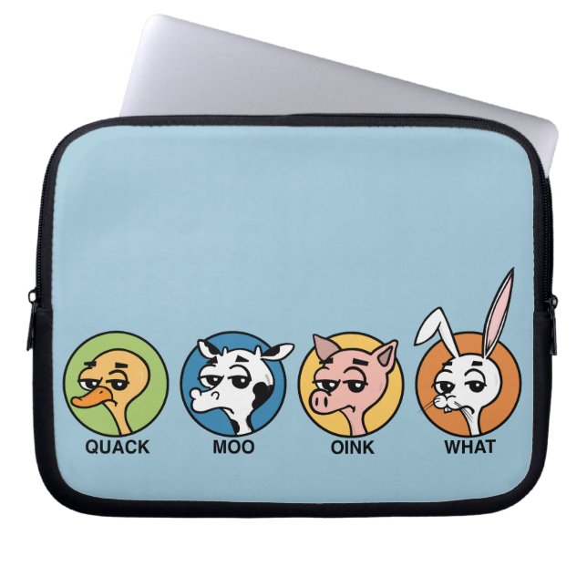FUNNY DUCK COW PIG EN RABBIT LAPTOP SLEEP SLEEVE (Voorkant)