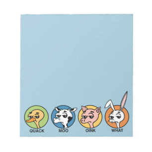 FUNNY DUCK COW PIG EN RABBIT NOTEPAD NOTITIEBLOK