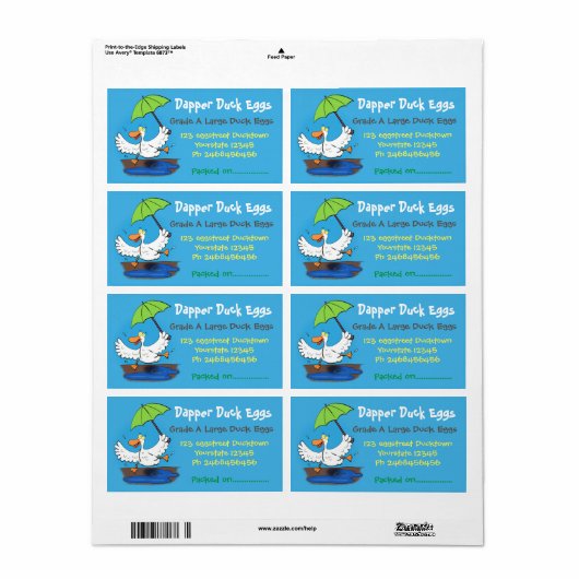 Funny duck dansend cartoon illustratie eikarton etiket (Full Sheet)