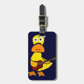 Funny Duck die Guitar Primitive Art speelt Bagagelabel (Voorkant verticaal)