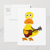 Funny Duck die Guitar Primitive Art speelt Briefkaart (Voorkant / Achterkant)