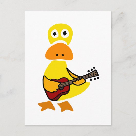 Funny Duck die Guitar Primitive Art speelt Briefkaart (Voorkant)
